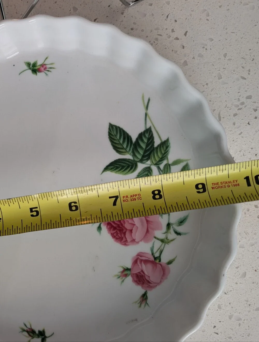 Vintage Christineholm Floral RoseScalloped Edge Tart Quiche Pie Plate